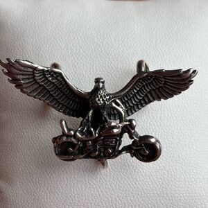 Sterling Silver 925 3D Eagle Motorcycle Pendant EUC